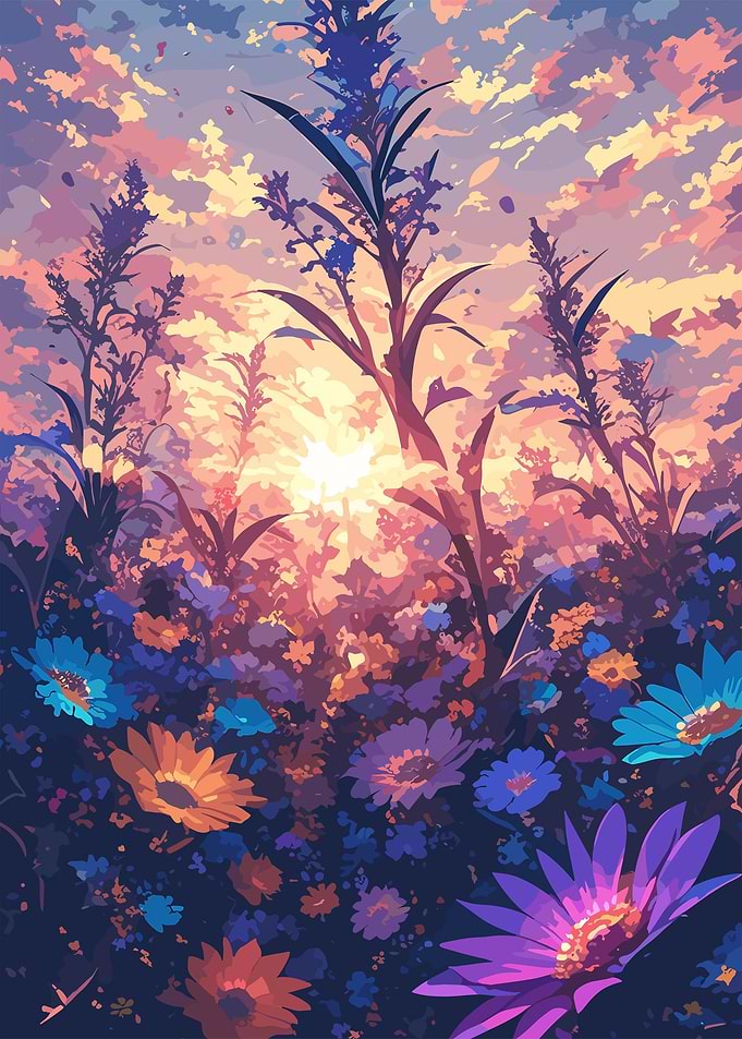 Sunset In Garden