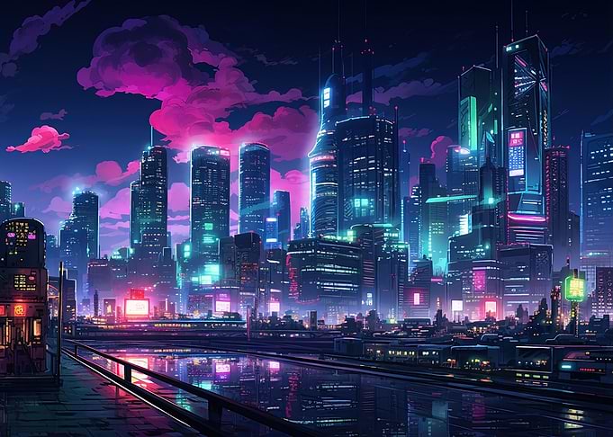 Cyberpunk Tokyo Riverfront