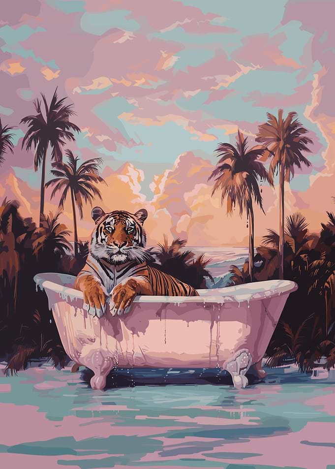 Miami Tiger Having Bath
