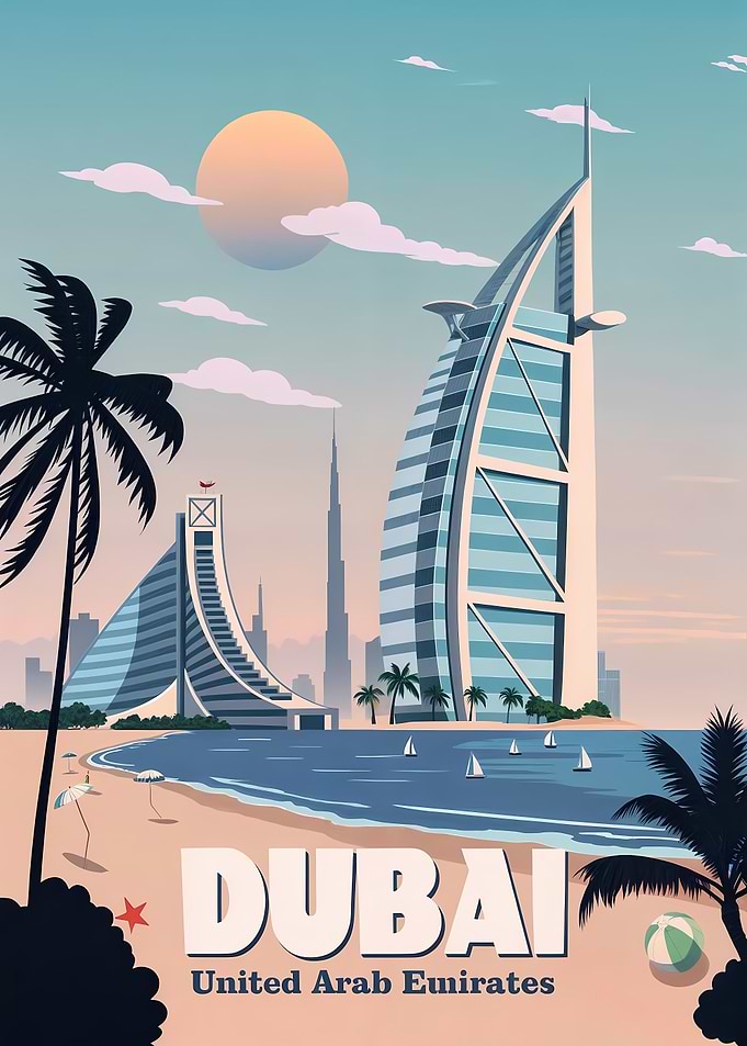 dubai uea travel poster