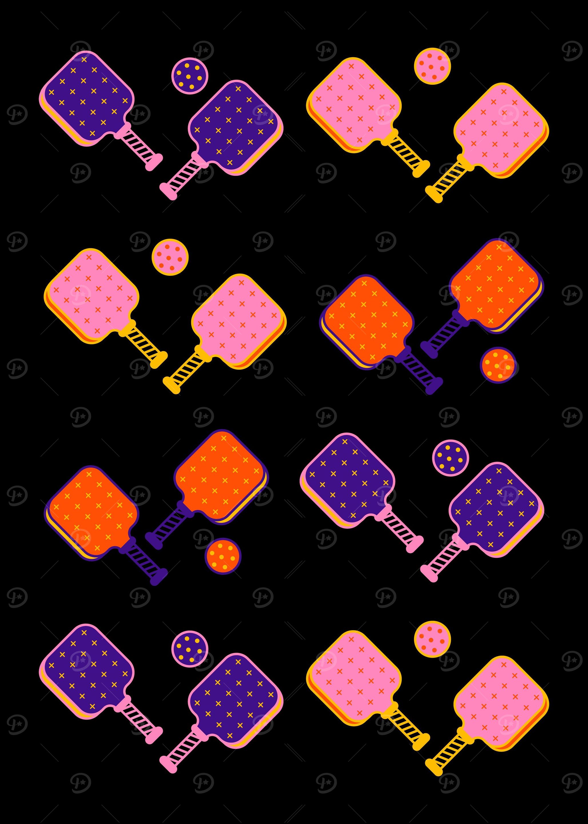 Pickleball Pattern Black