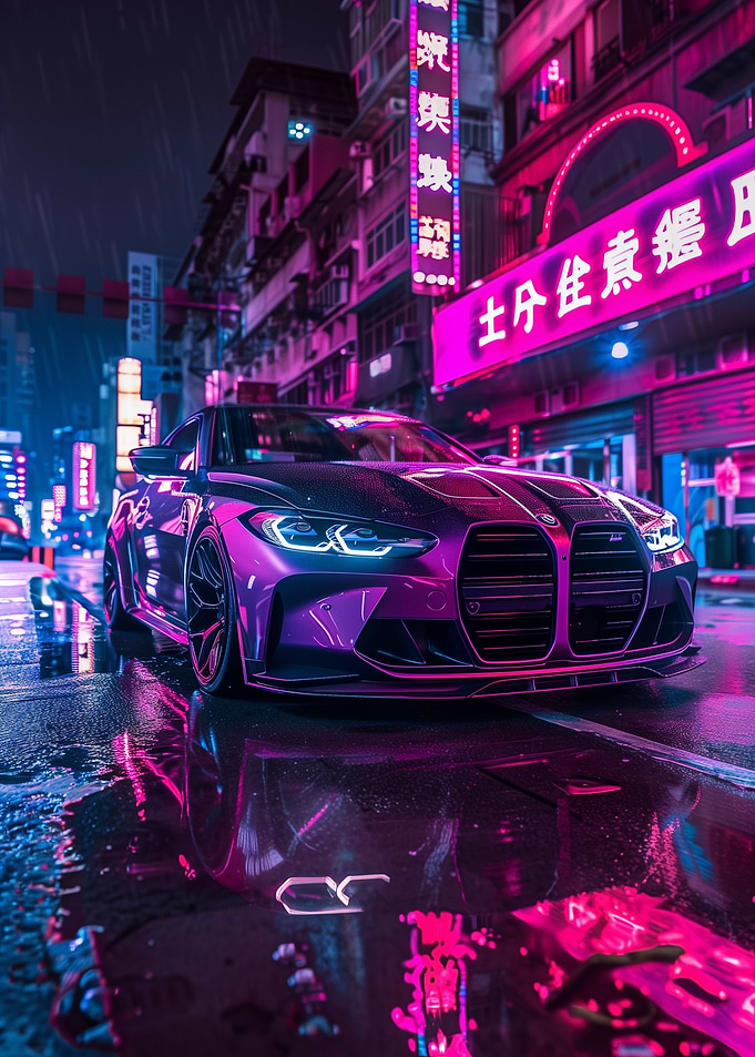 BMW M4 Purple Neon Street