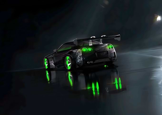 Neon Car Nissan GTR