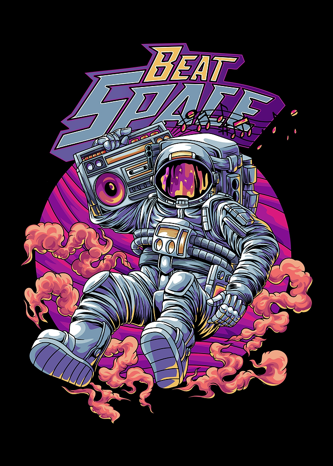 Spaceman Boombox Text