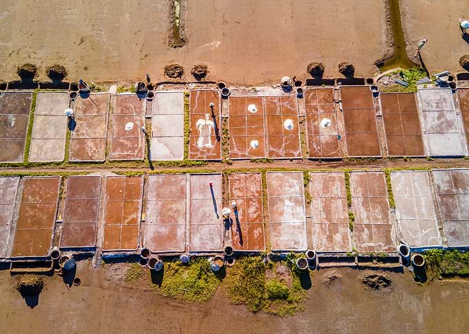 Aerial view of salt field