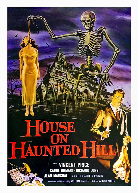 House on Haunted Hill — classic movie poster on metal