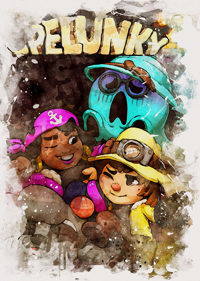 Spelunky watercolor