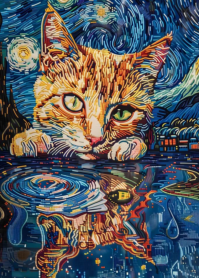 Sad cat Shadows Abstract