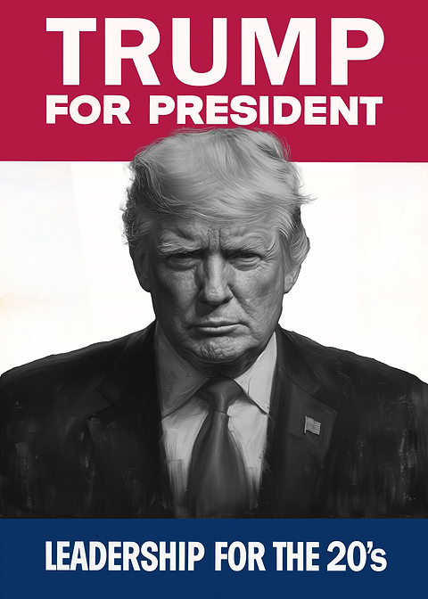 Donald Trump — vintage poster restored on metal