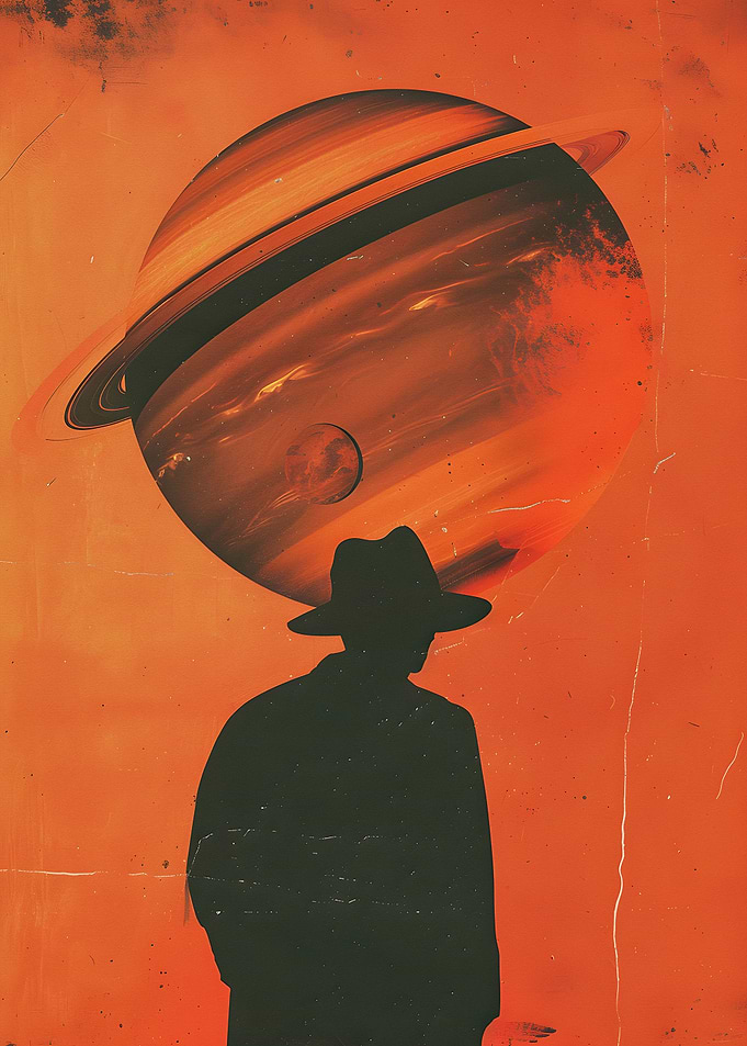 silhouette of man in hat