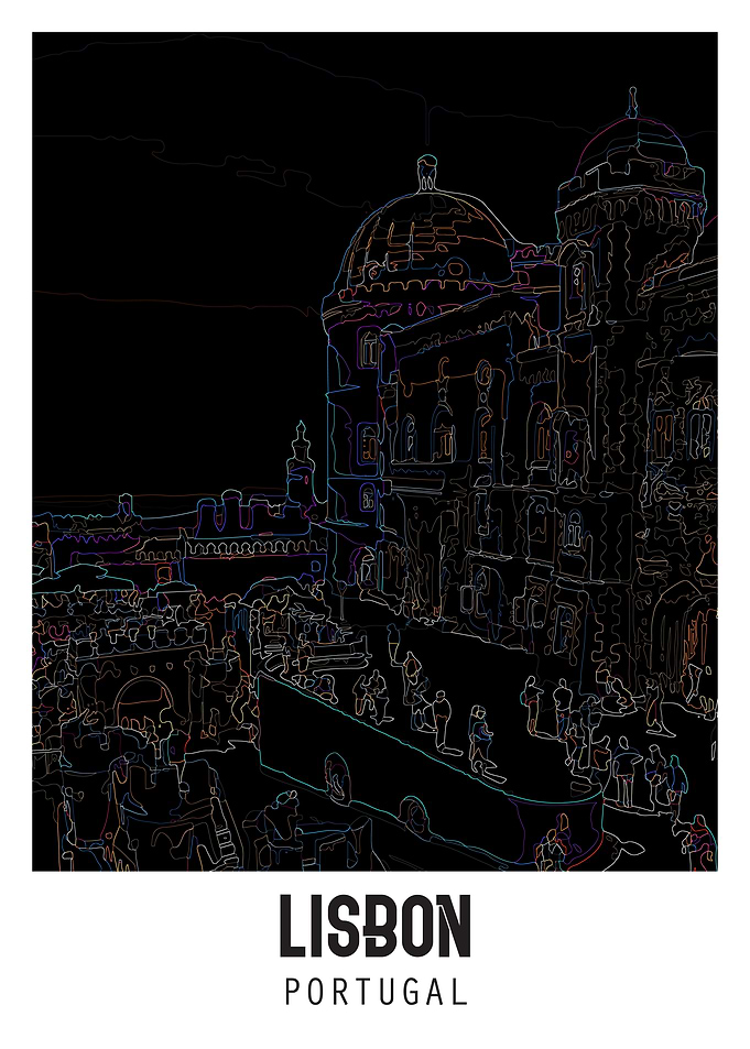 Lisbon City Scribble Art