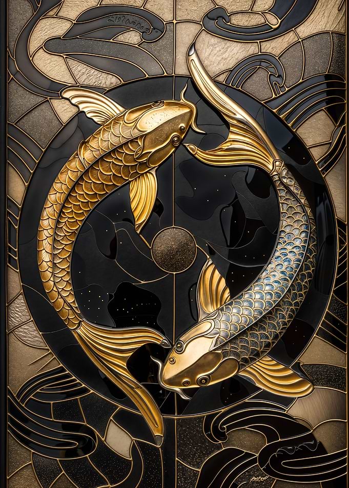 Golden Koi Stained Glass