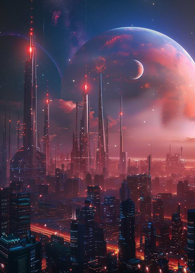 Mars City at Night Space
