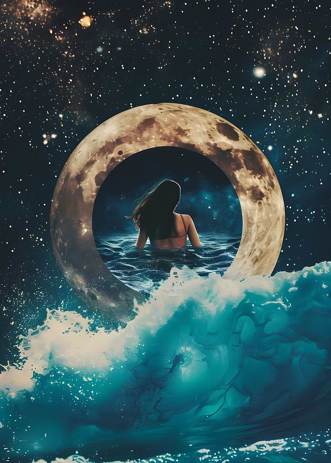 space moon door swimming