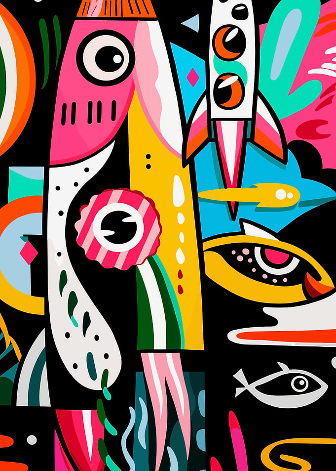 Colorful Whimsical Rocket