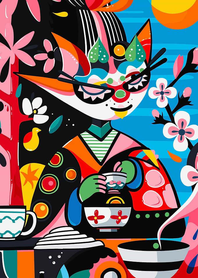 Colorful Kimono Cat
