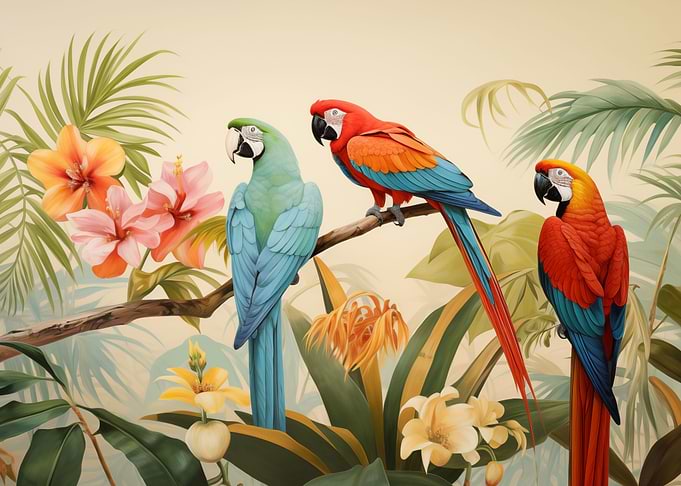 Macaw parrots Birds art