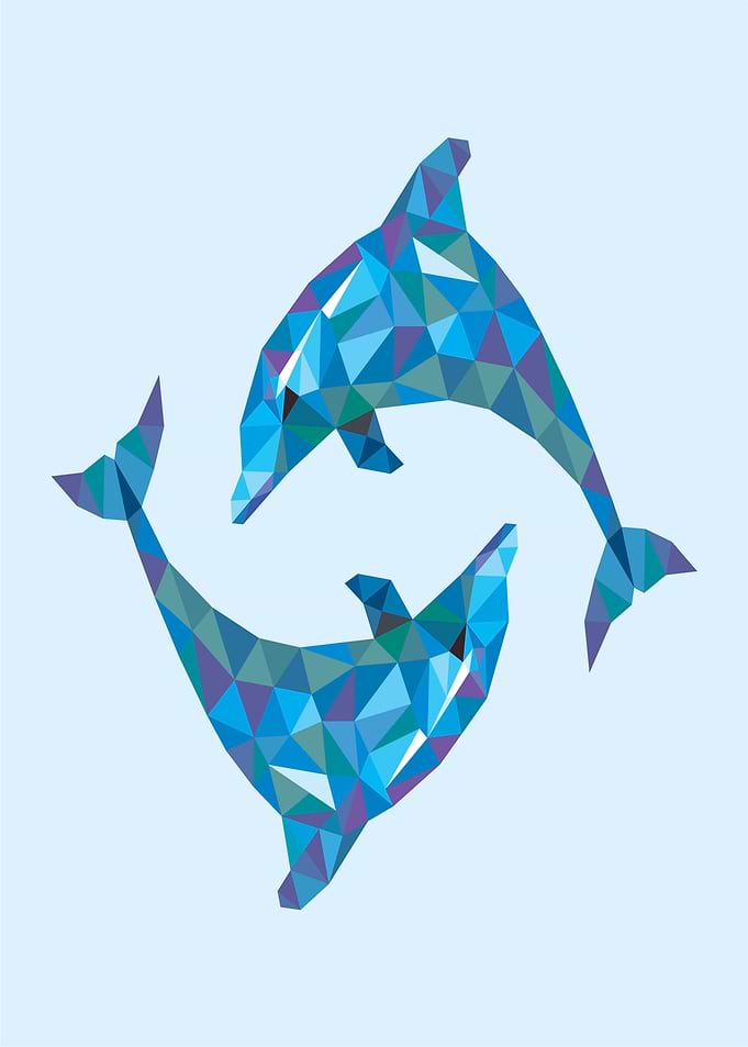 Poly Art Dolphins