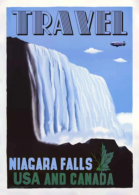 Niagara Falls Travel — vintage poster restored on metal