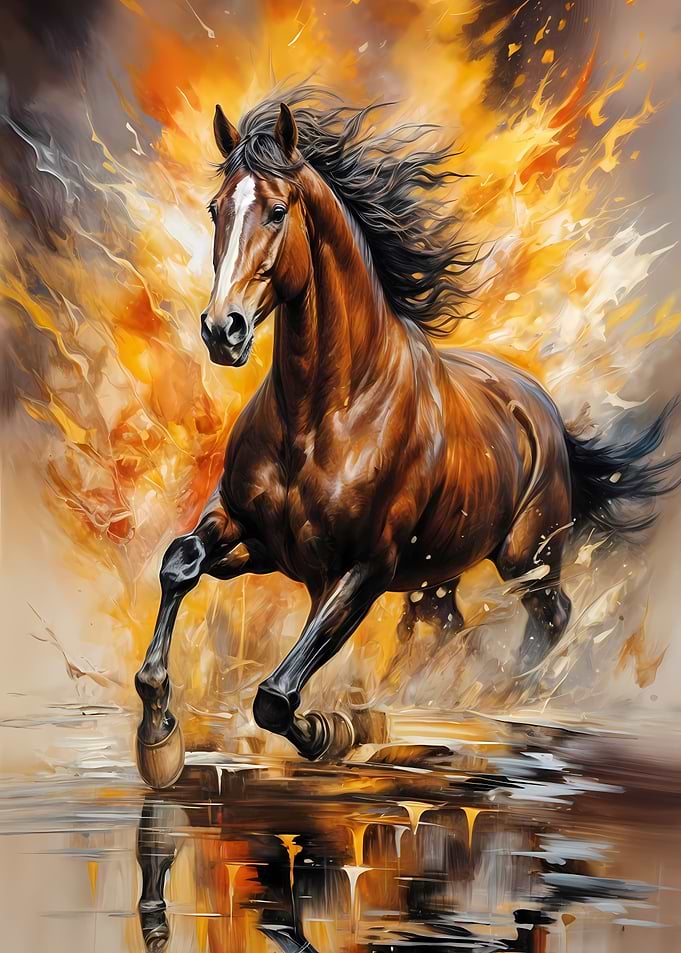 brown horse painting