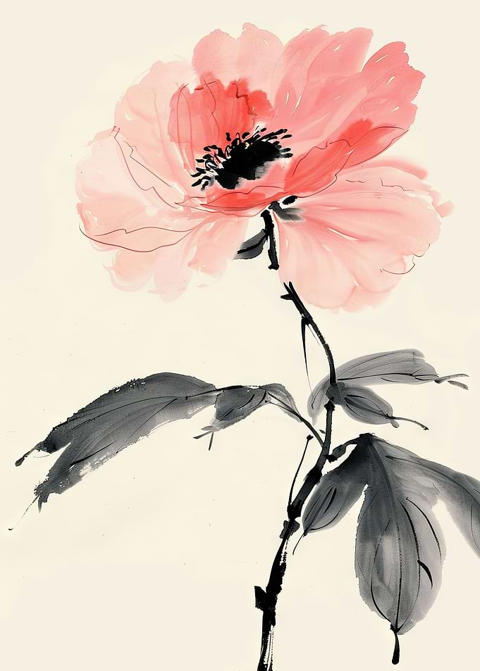 Painting of a Pink Flower