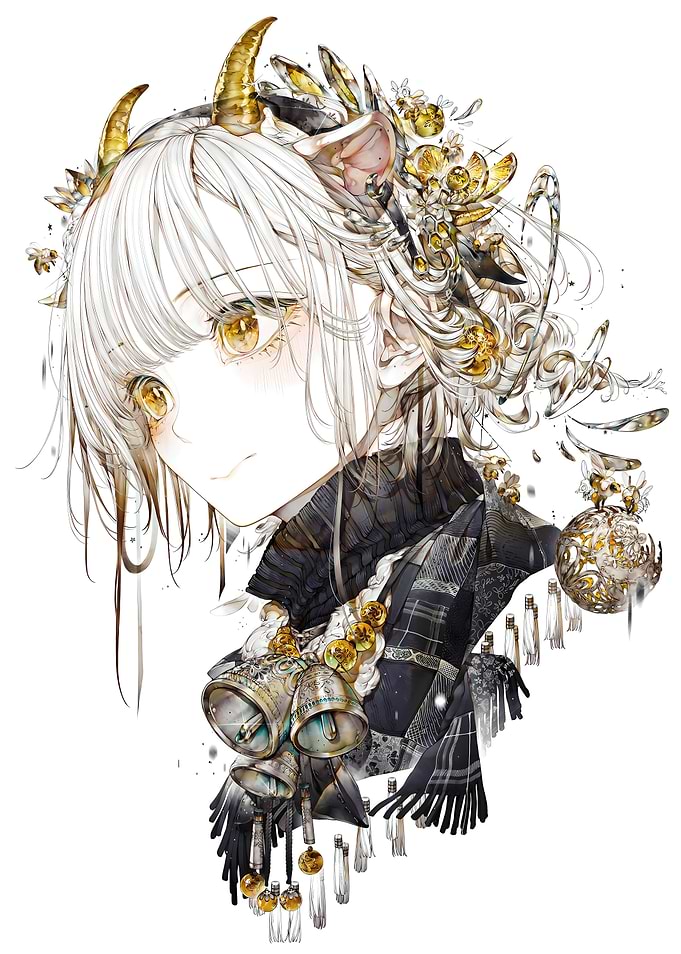 Yellow Horned Anime Girl