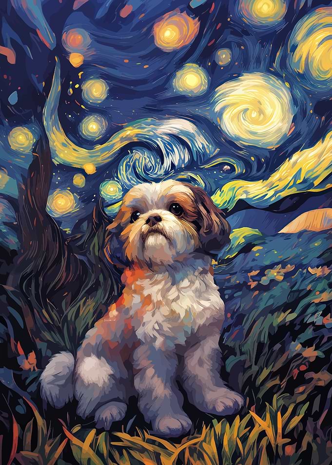 Starry Night Cute Shih Tzu