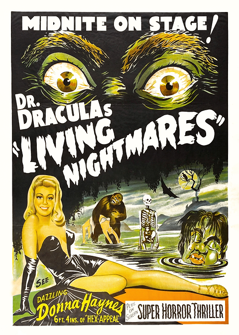 Fright Night Thrills — classic movie poster on metal