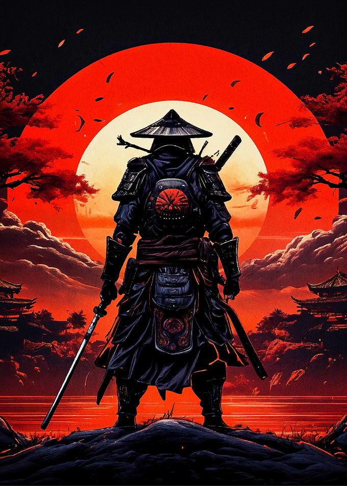 samurai moon red japan