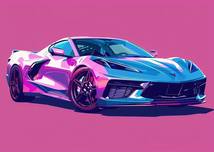Blue Pink Pastel Car
