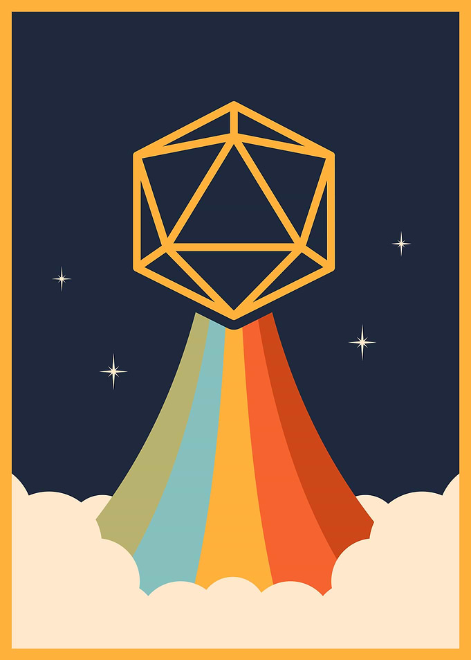 Retro RPG D20 Dice