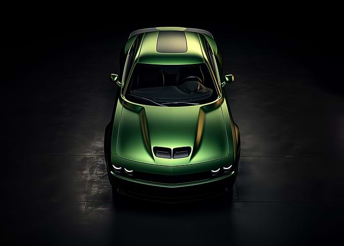 Green Dodge Challenger car