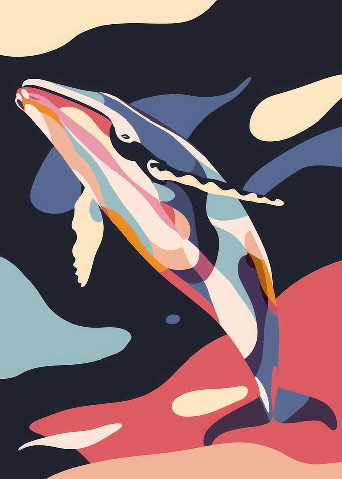 Whale Abstract Flat