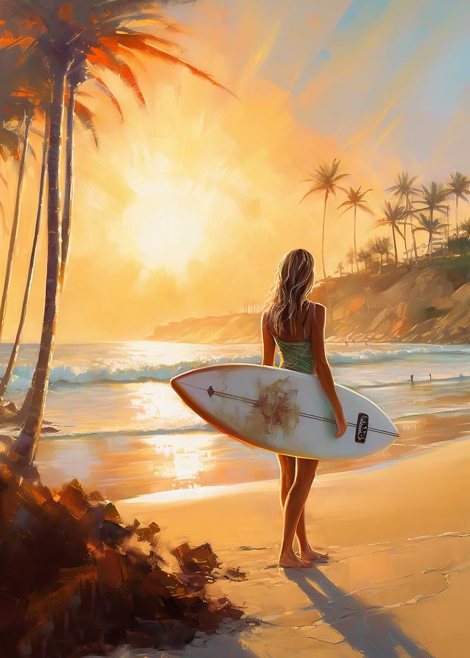 Woman with surfboard