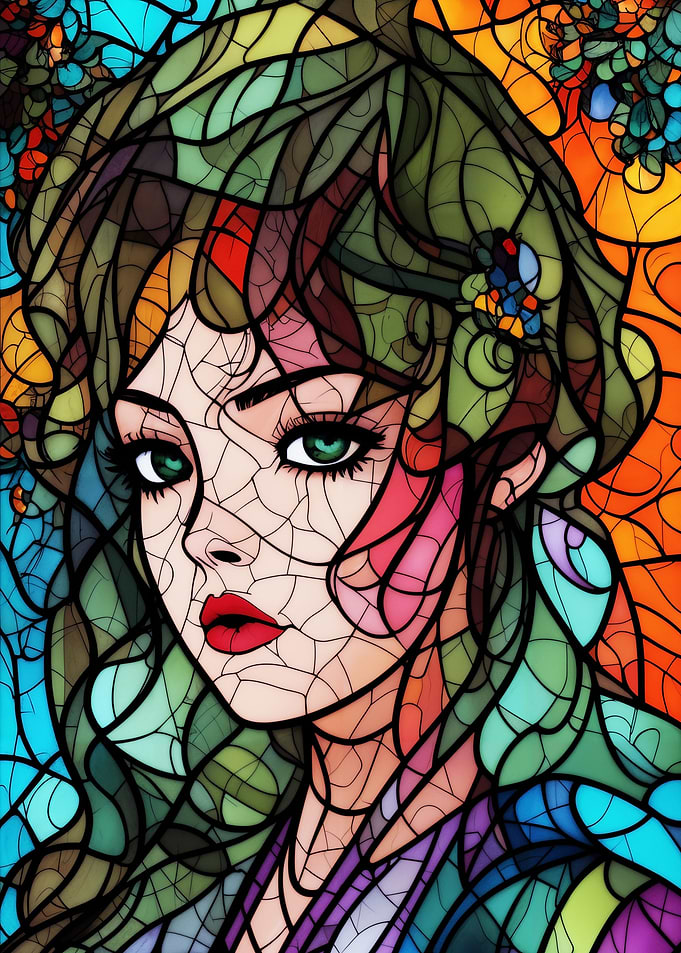Elegant Stained Art Girl