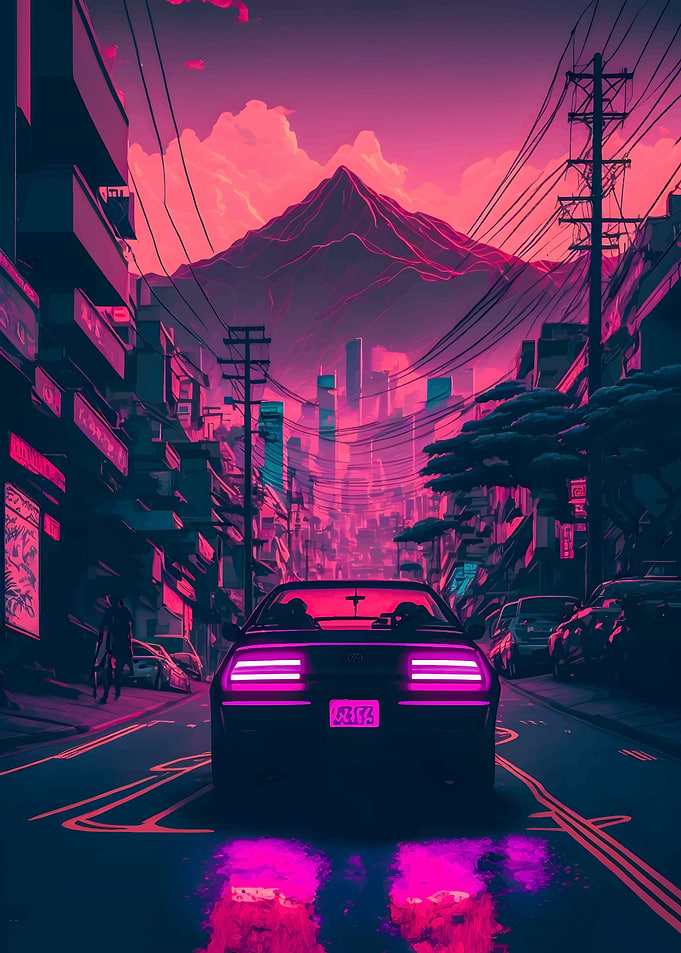Neon Mountain JDM Car