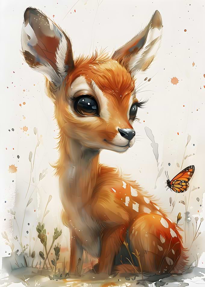 Baby Gazelle and Butterfly