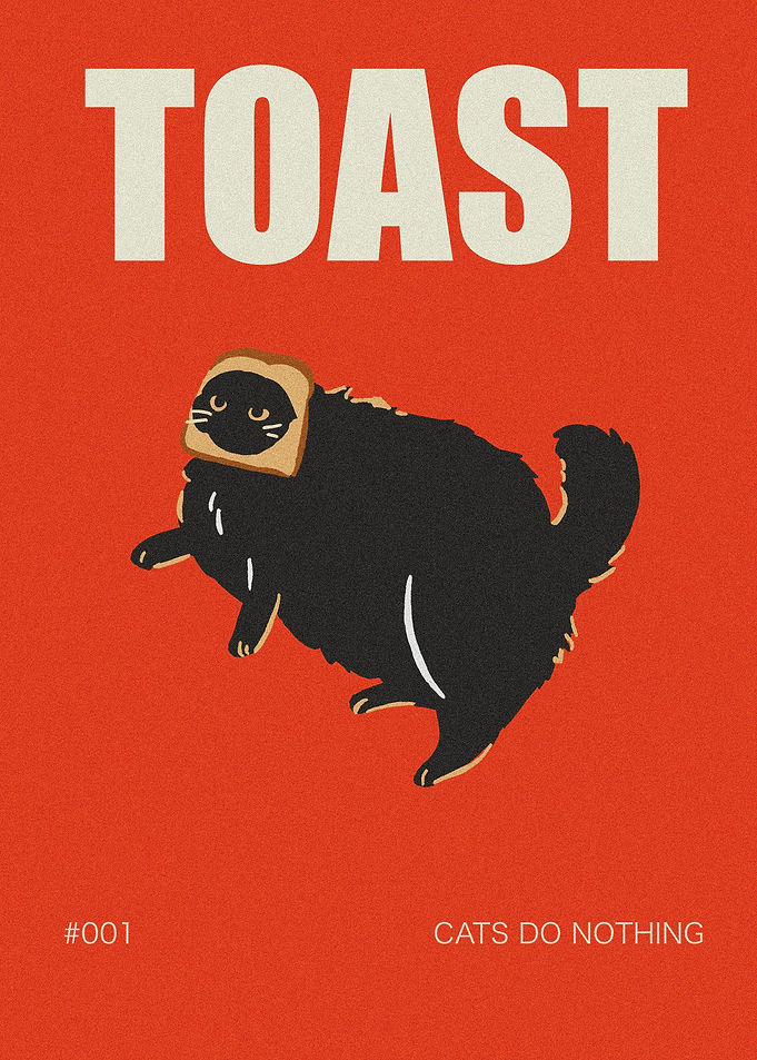 Black Cat with Toast