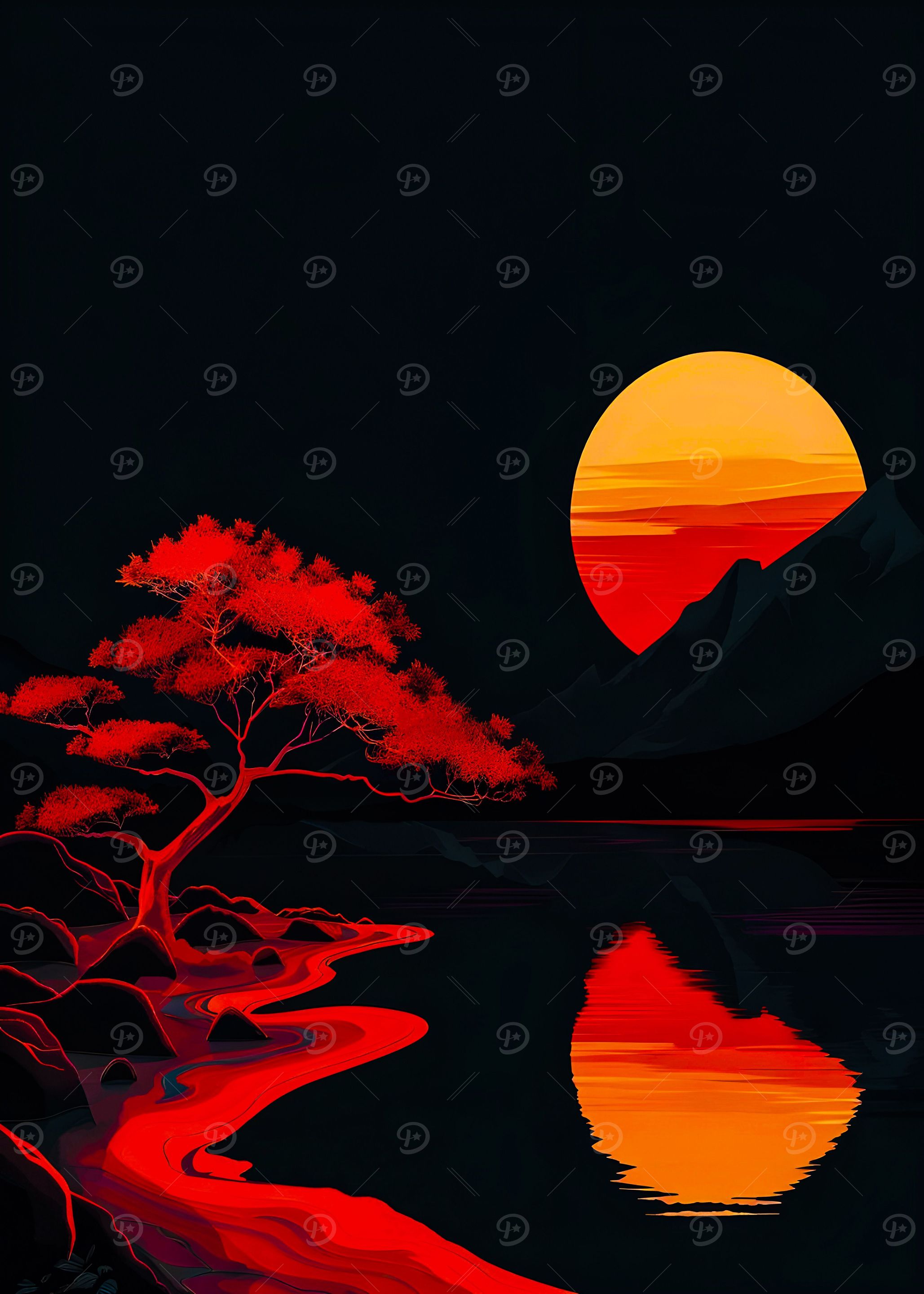 sunset at lake
