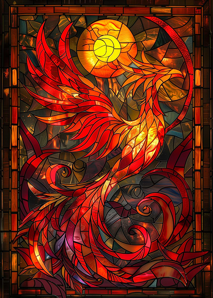 Bird Phoenix Stain Glass