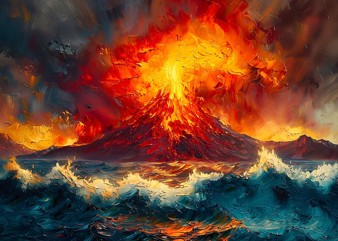 Ocean Vulcano Painting