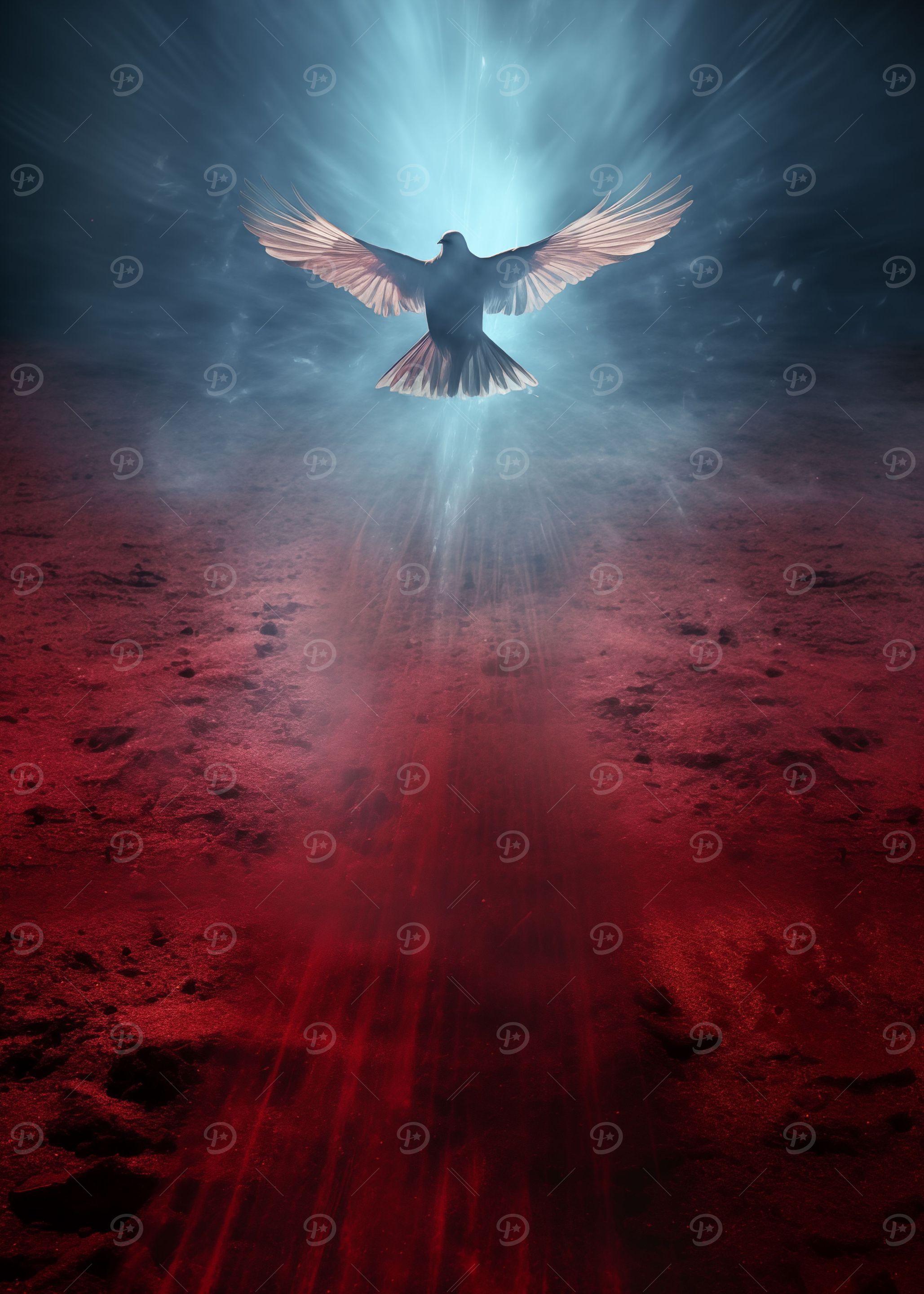 Dove descends from the sky