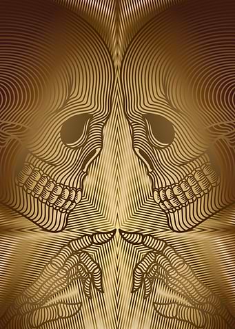Golden Symmetrical Skulls