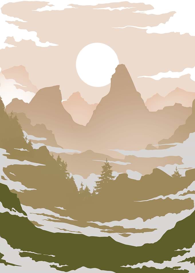 Morning fog in mountains