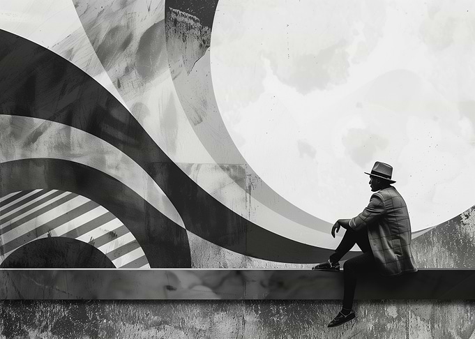 Black White Abstract Art