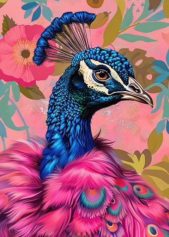 Peacock in Fur Portrait