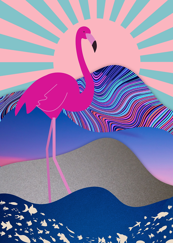Colorful Flamingo Collage