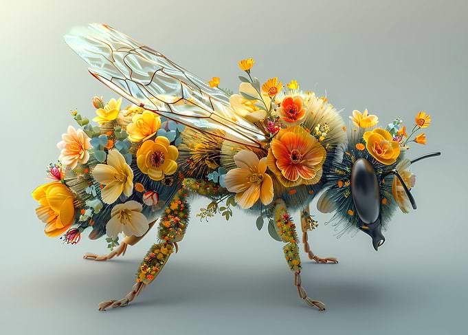 Bee Flowers Floral Style