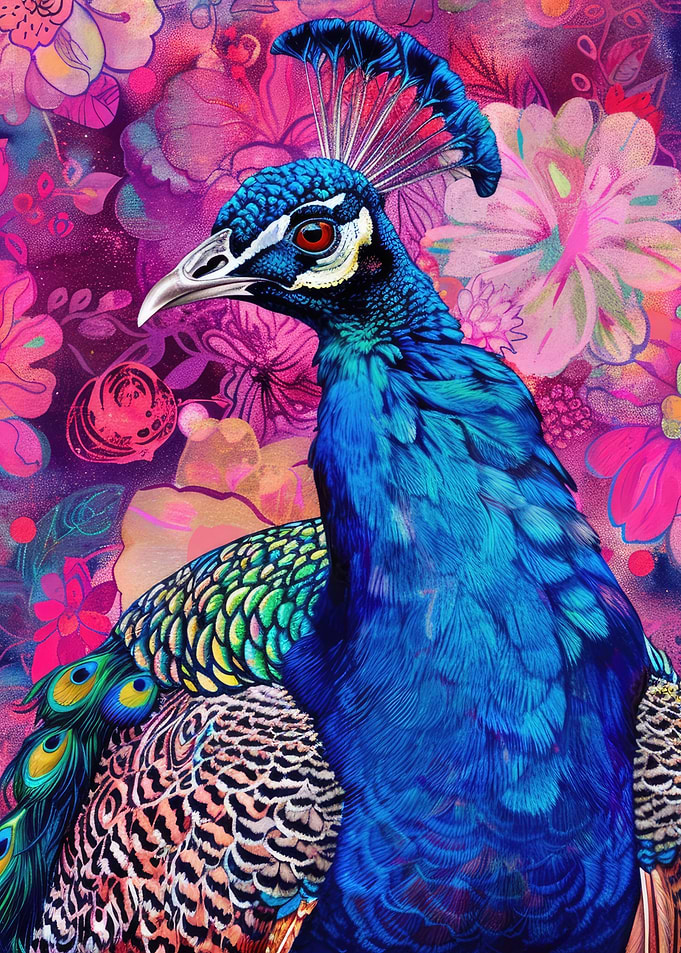 Art Nouevau Floral Peacock