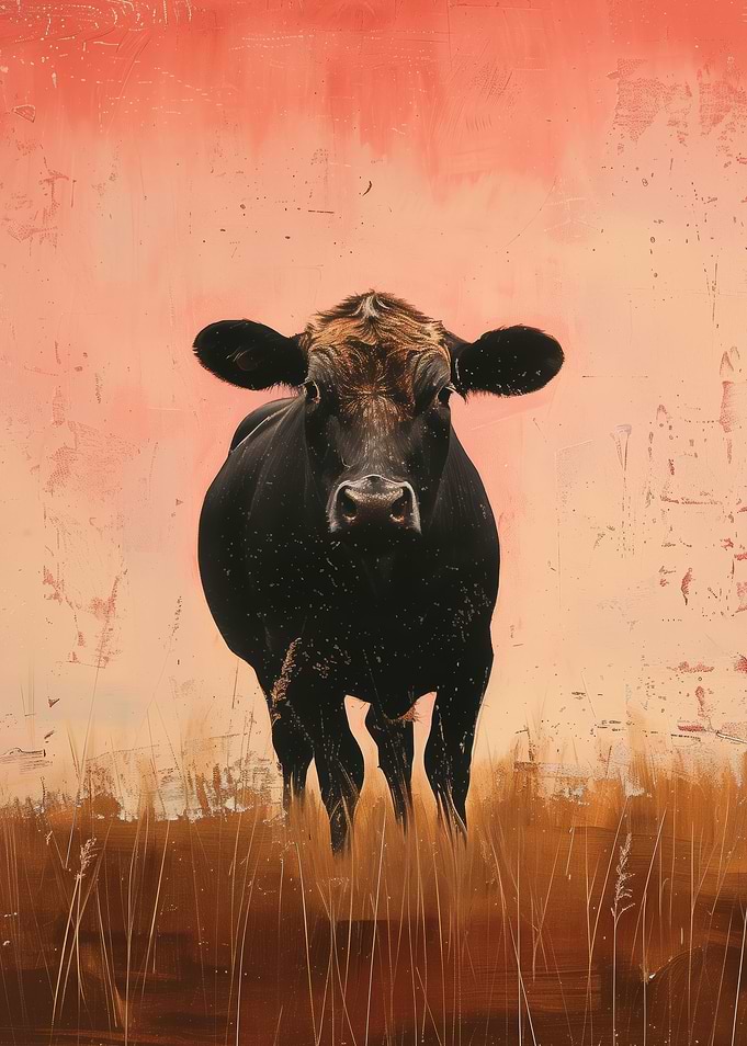 Cow in Pastel Field